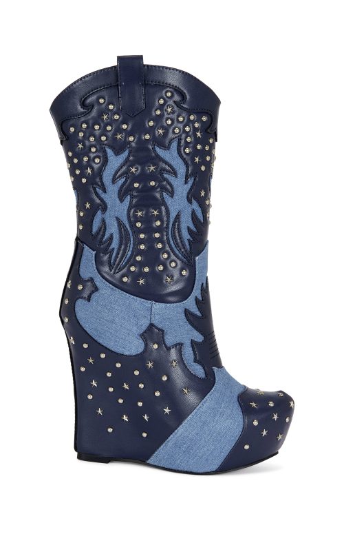 CALLIA-DENIM WEDGE BOOTIE