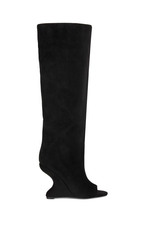 VINCENT-BLACK PEEP TOE WEDGE BOOT