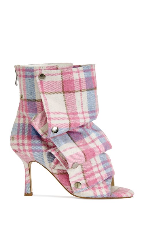 BIRDSONG-PINKPLAID STILETTO BOOTIE