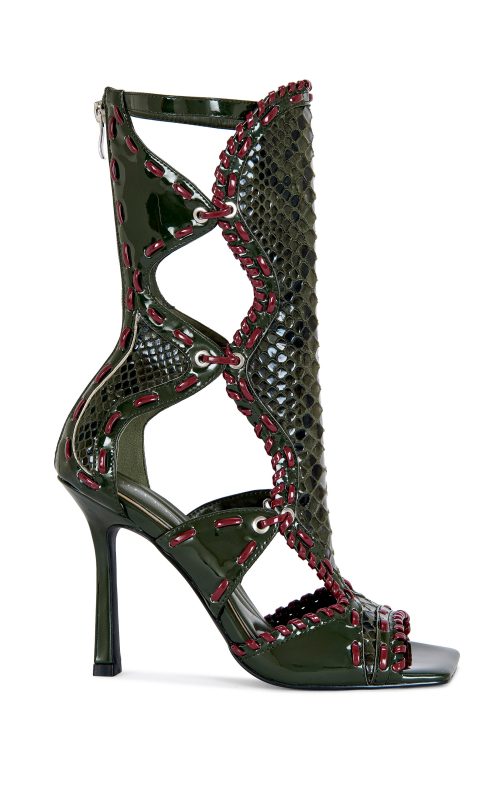 INDRANI-OLIVE GLADIATOR STILETTO SANDAL BOOTIE